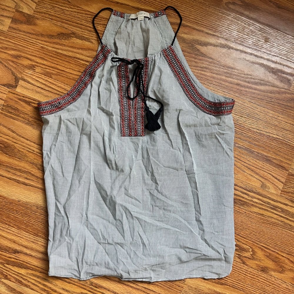 Loft Black and White Stripe Tank Top
